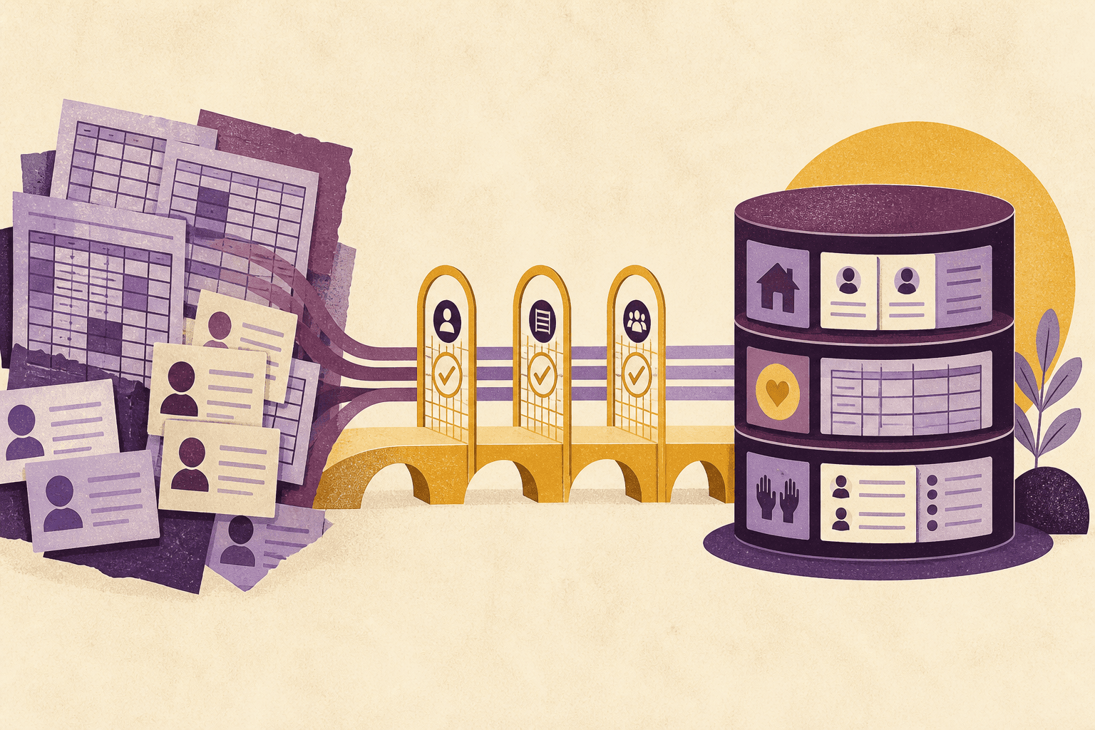 Church spreadsheets and duplicate records crossing verification gates into one organized management system