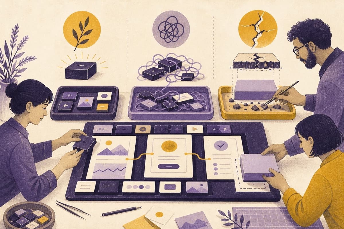 A product team sorting a fragile MVP into modules to preserve, refactor, and rebuild